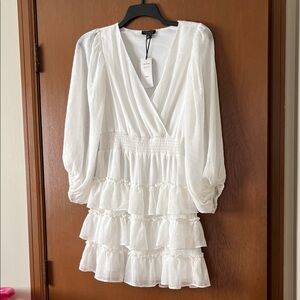 1. State White Long Sleeve Tiered Dress